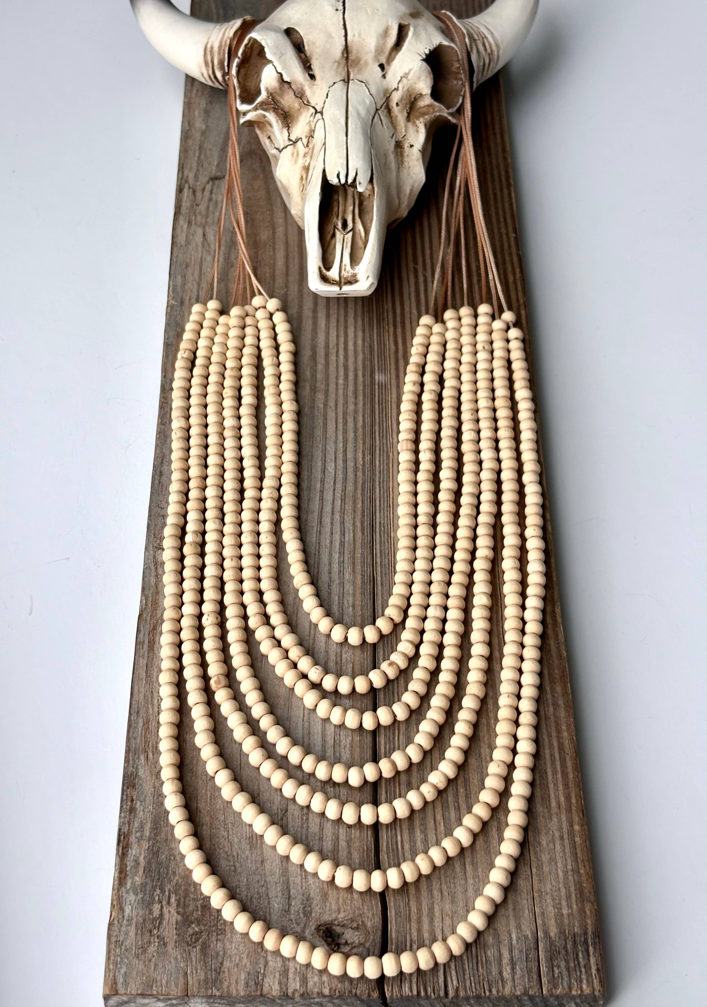 Boho Ranch Shop - Venta al por mayor Collares de cuentas/perlas - Collar bohemio con cuentas de madera de varios hilos5