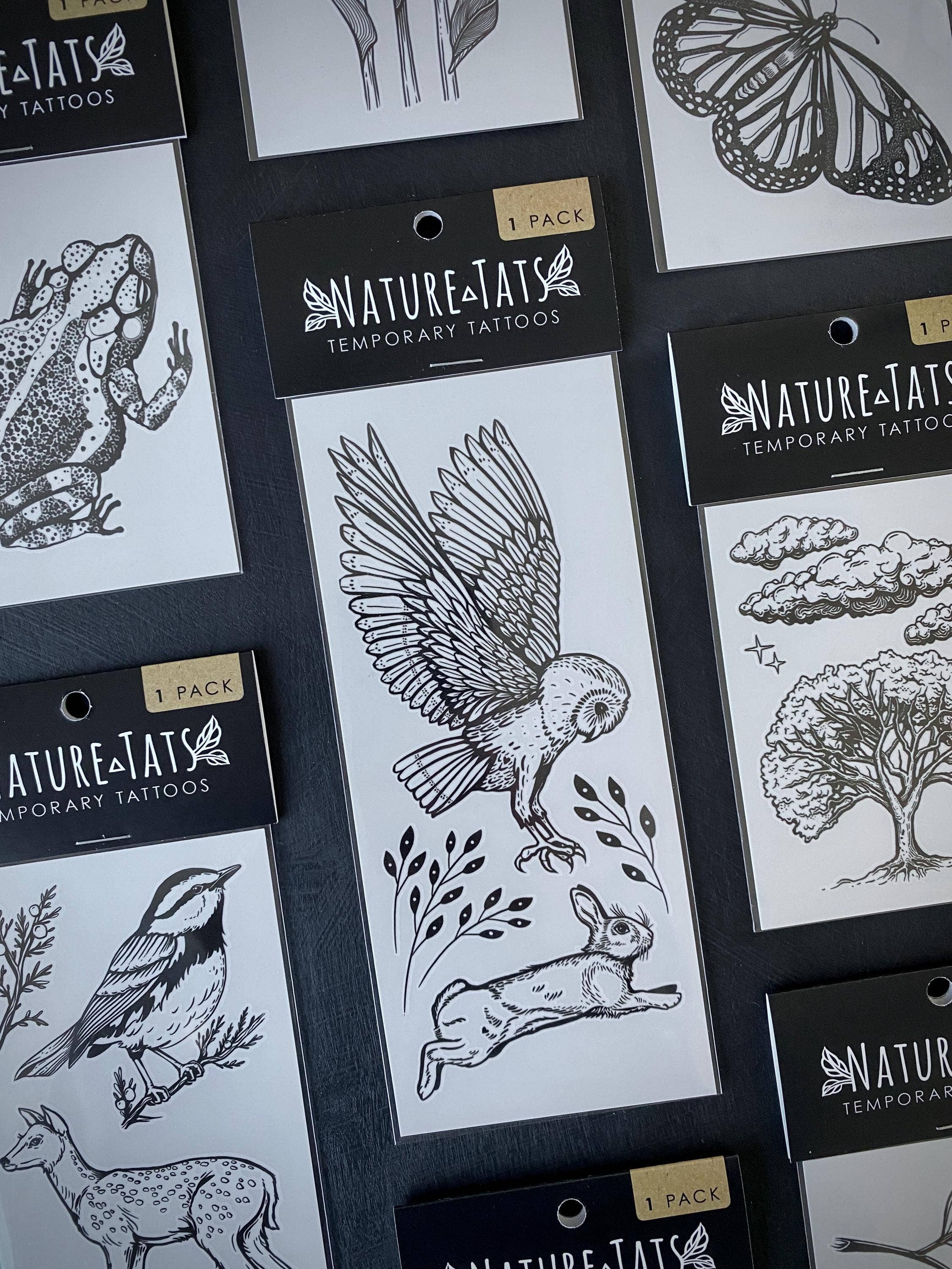 NatureTats - Wholesale Temporary Tattoo - Owl & Rabbit Temporary Tattoo3