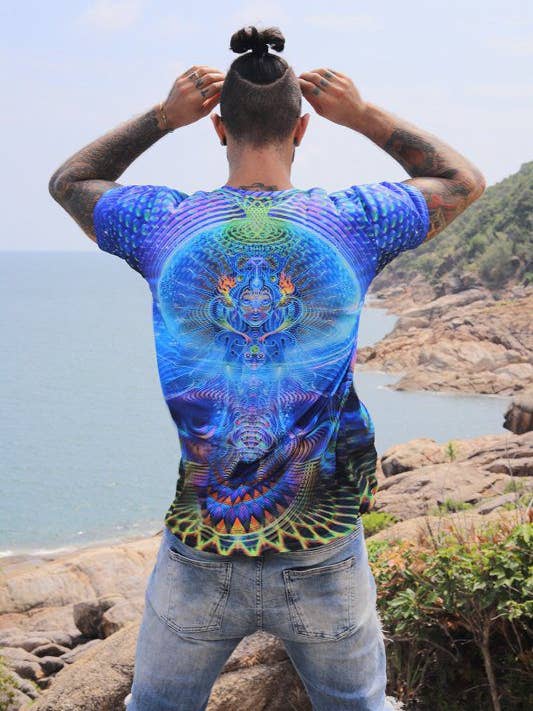 Mystic Mind - Vendita all'ingrosso Maglietta - Uomo - Maglietta Rave Uomo | Abbigliamento Psy | Maglietta Geometria Sacra | Maglietta Frattale | Singolare (TS)