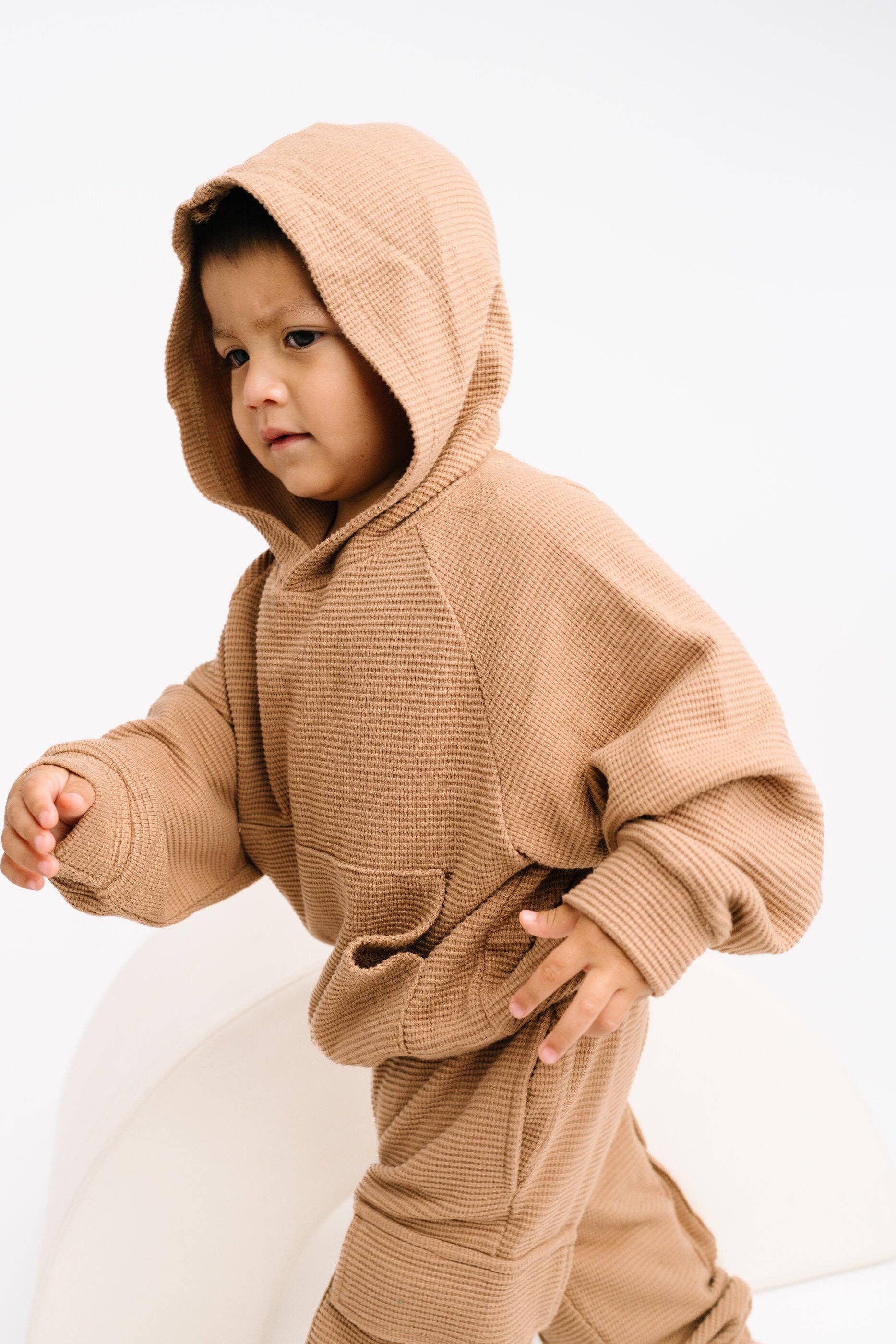 Little One Shop - Wholesale Top & Pant Set - Kids - Toasted Almond Waffle Cargo Set9