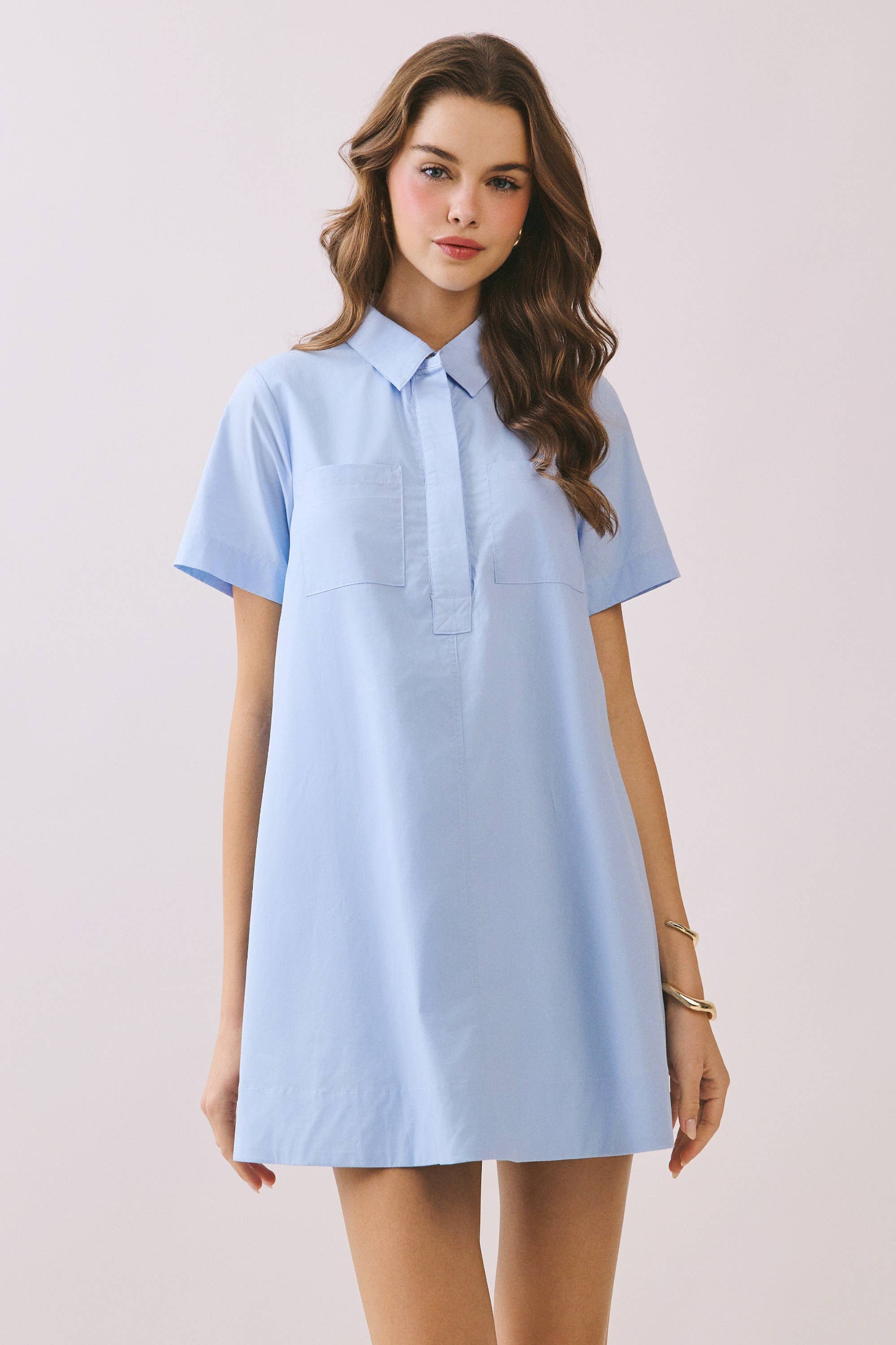 TCEC - Wholesale Dress - Women's - CD05723-Button Down Bold Contrast Stitching Shirt Dress0