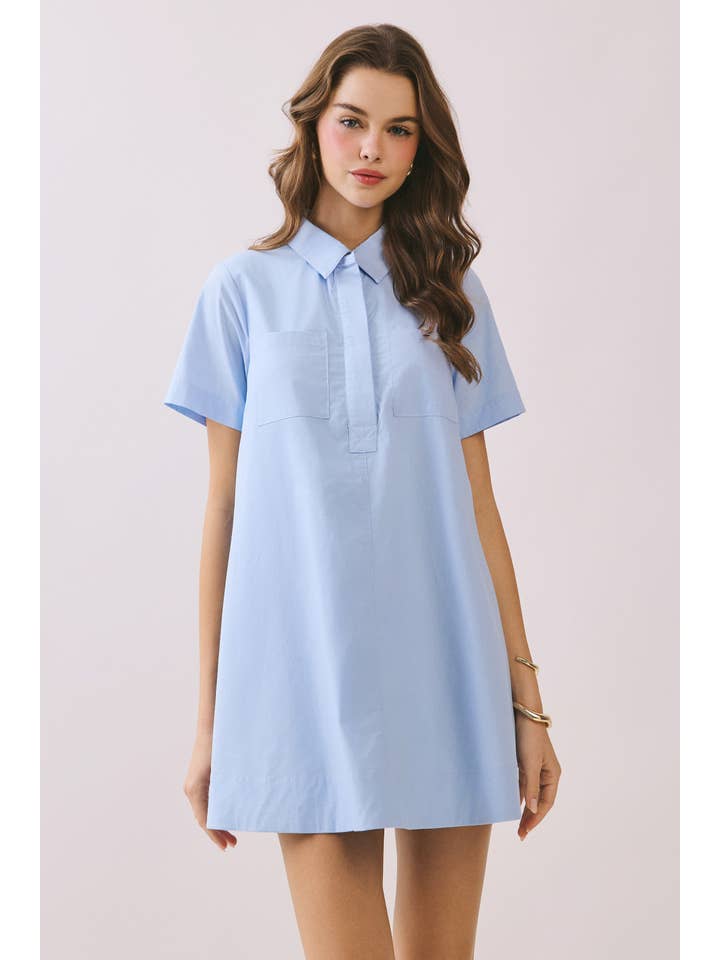 TCEC - Wholesale Dress - Women's - CD05723-Button Down Bold Contrast Stitching Shirt Dress