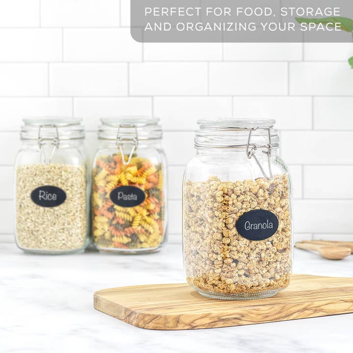 JoyJolt - Wholesale Food Storage Container - Glass Food Storage Jar with Airtight Clamp Lids - Set of 3
