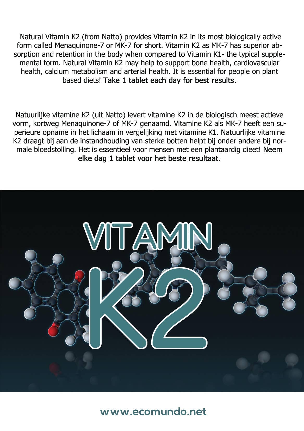 SuperFoodISM - Wholesale Oral Supplement/Vitamin - Vegan Vitamin K2 - 60 x 1000mcg Tablets1