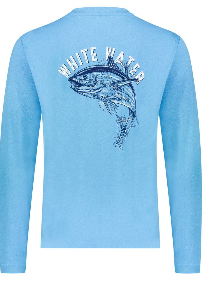 Camiseta de desempenho gráfico de atum por atacado de White Water Life