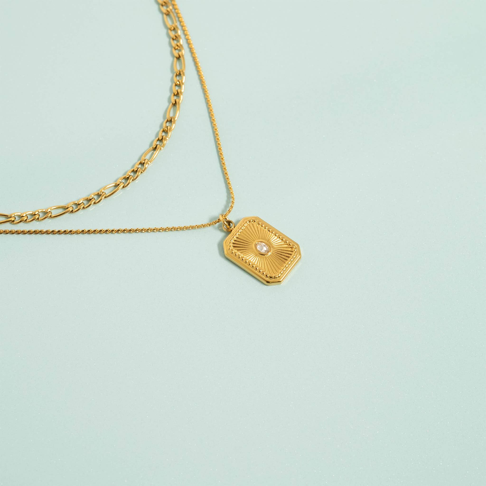 WJW – wholesale Individuell berlock/hänge – WJW 18K guldbelagd rektangulär Sunburst-berlock med kristall2