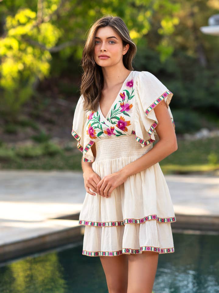 Wildflower Georgina Embroidered Dress for wholesale by Tolani