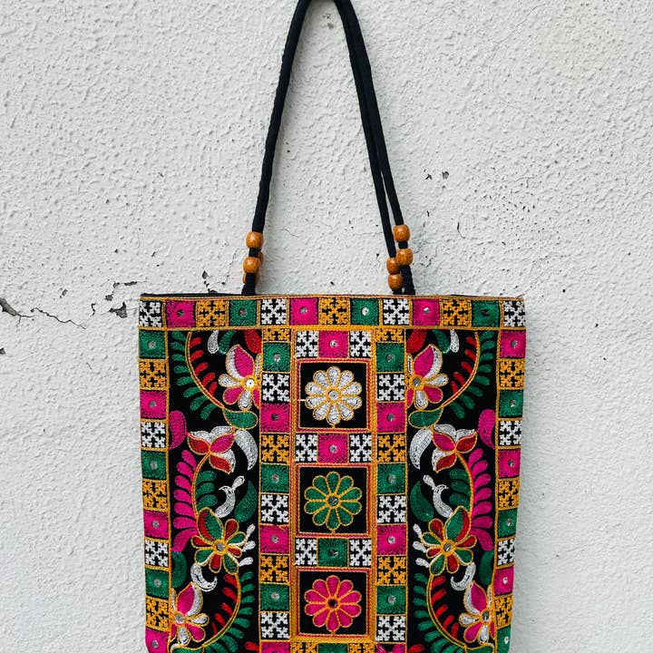 Meghcraft – Engroshandel Tote bag - Dame – Indisk broderet patchworktaske kvindetaske boho-tasker12