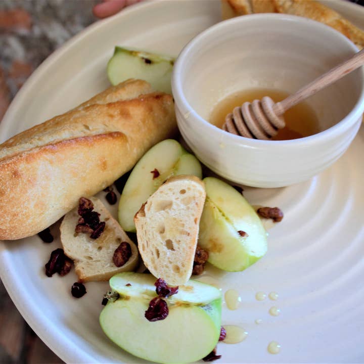 Rowe Pottery - Wholesale Dinnerware Set - Farmhouse Ridges 14" Chip & Dip Set - Drift White2