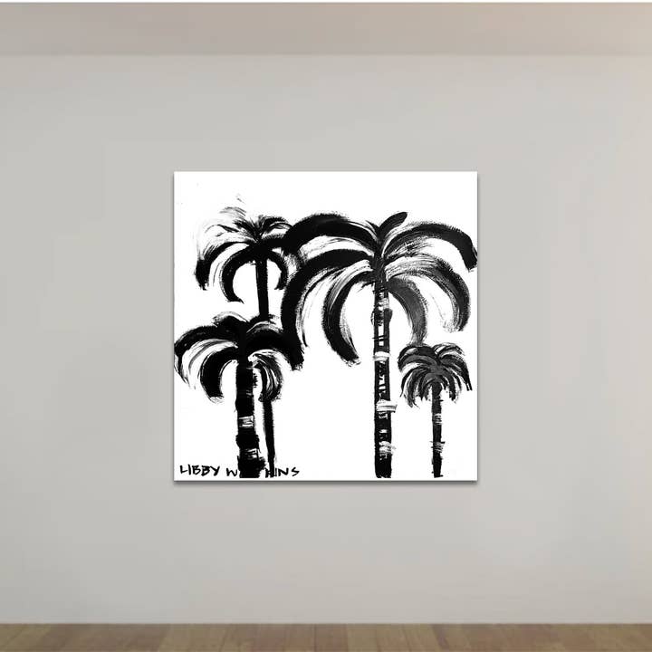 Signatur Flad Fan Palm INK lærredstryk for engroshandel hos Libby Watkins