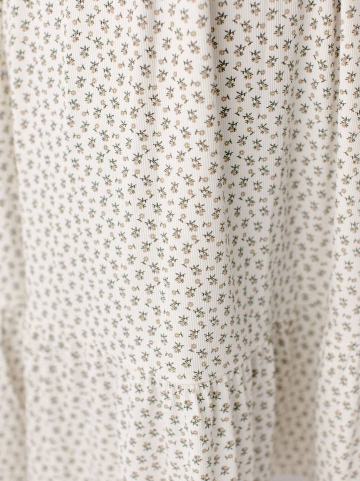 Ivory 'Shiloh' Ditsy Floral Ribbed Midi Dress for wholesale on Faire10