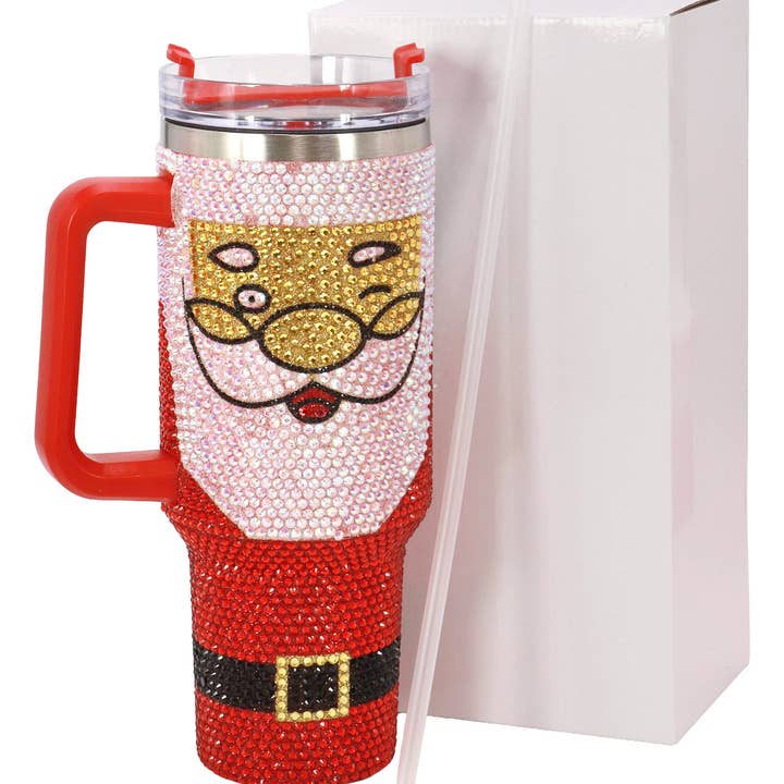 RED Happy Santa Bling Glam Insulated Tumbler for wholesale on Faire4