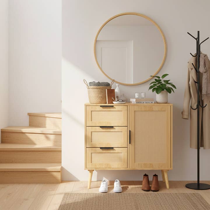 HOMYCASA DESIGN INC - Wholesale Cabinet - Entryway Storage Cabinet with Drawers & Shelves, Rattan