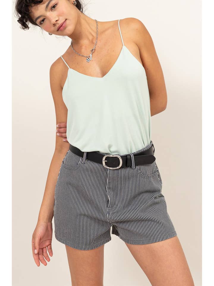 Pinstripe High Waist Shorts for wholesale by HYFVE