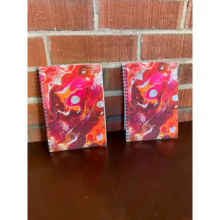 AbstractbyRabrams - Wholesale Notebook - Pink Orange Soft Touch Wire-O Journal - 5.5"x8" - LGBTQ+