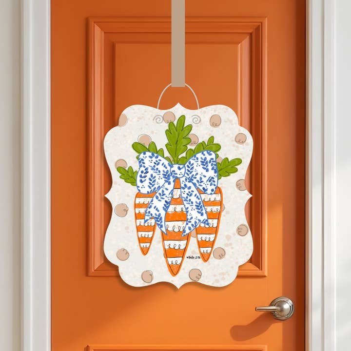Carrot Patch Trio with Bow Door Hanger for wholesale by Baxter & Me