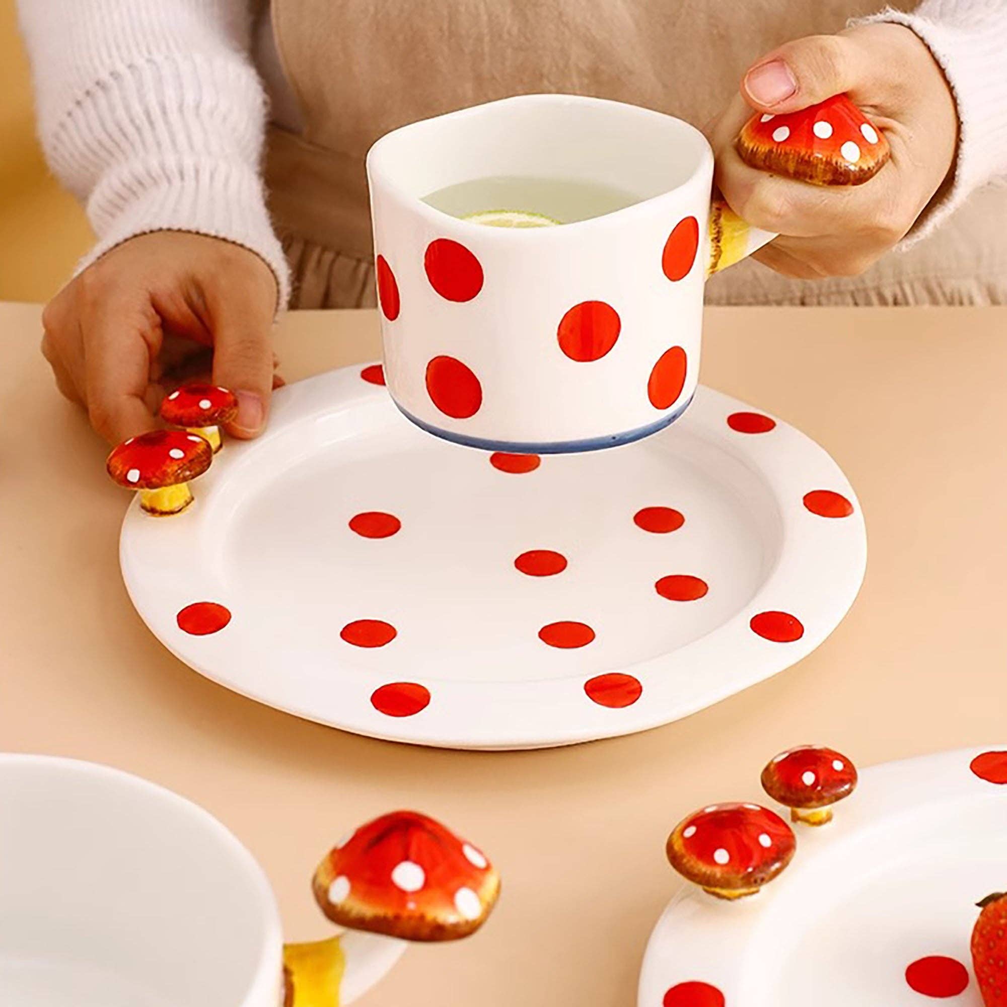 MinoCraft - Vendita all'ingrosso Teiere - Teiera in ceramica con motivo a fungo fatato8