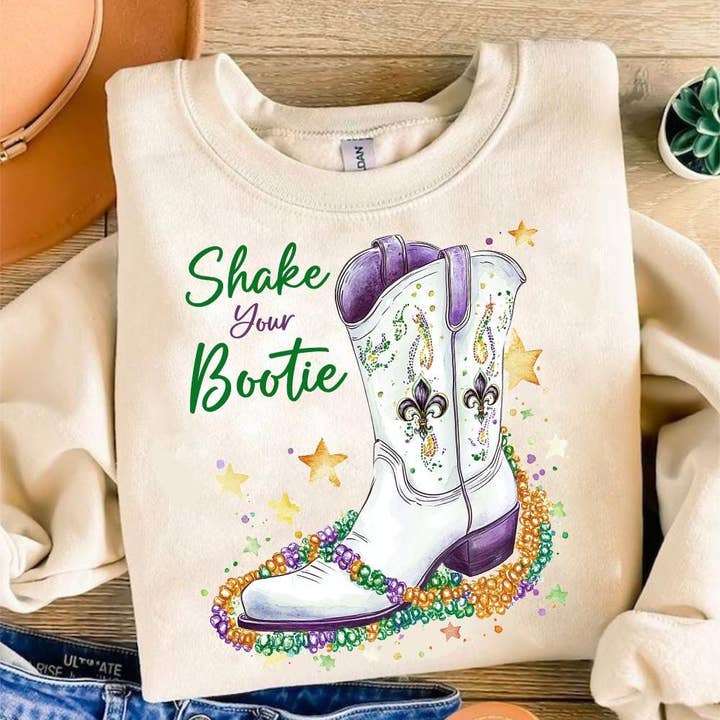 NVC Ecommerce LLC - Wholesale T-Shirt (Graphic) - Women's - Shake Your Bootie Shirt, Mardi Gras Cowboy Boot Sweatshirt4