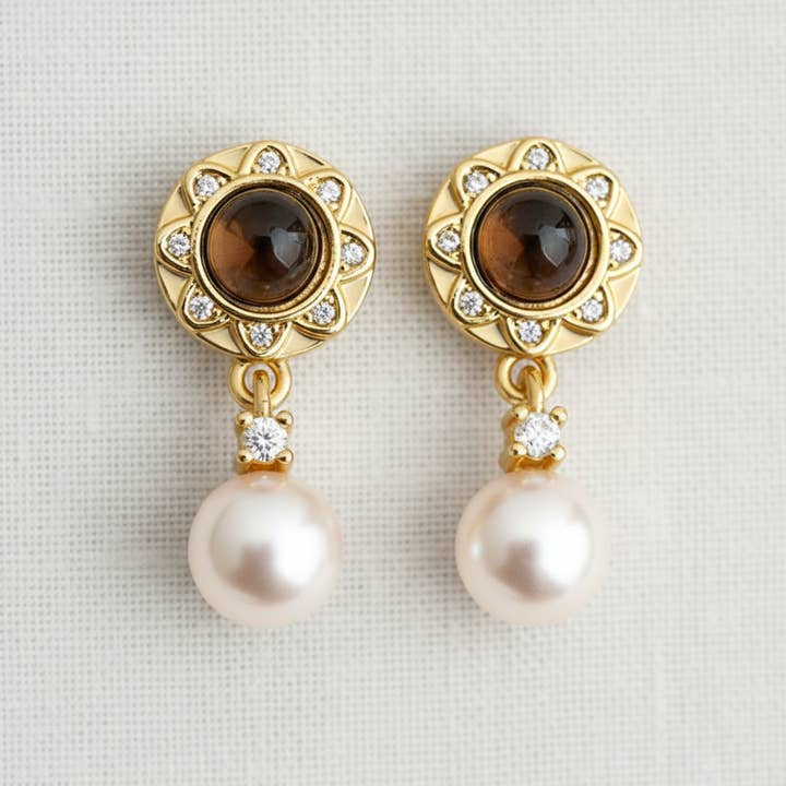 Vintage Textured Freshwater Pearl Drop Earrings for wholesale by Ellemadera