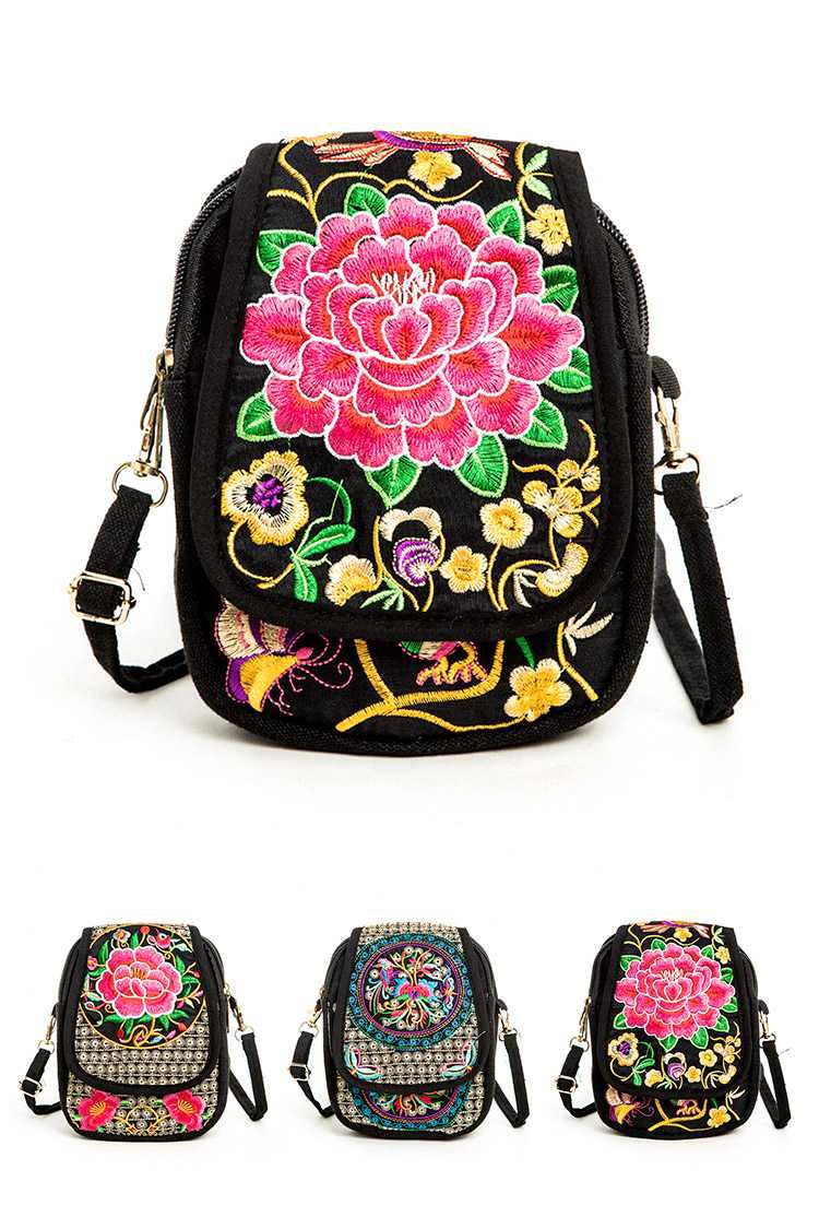 LA Jewelry Plaza - Venta al por mayor Bandolera - Mujer - Conjunto de Bolsos Bandolera con Flores Bordadas de Arte Popular0