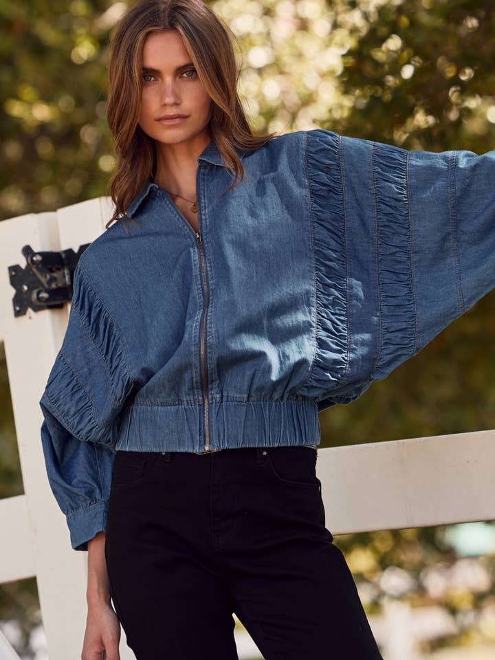 Lightweight Denim Zip-up Jacket for wholesale by Oddi