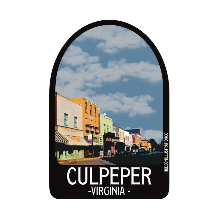 Autocollant/Magnet/Carte Postale/Impression Non Encadrée de Culpeper Virginie pour la vente par Hudson Illustration Co - About Town Co