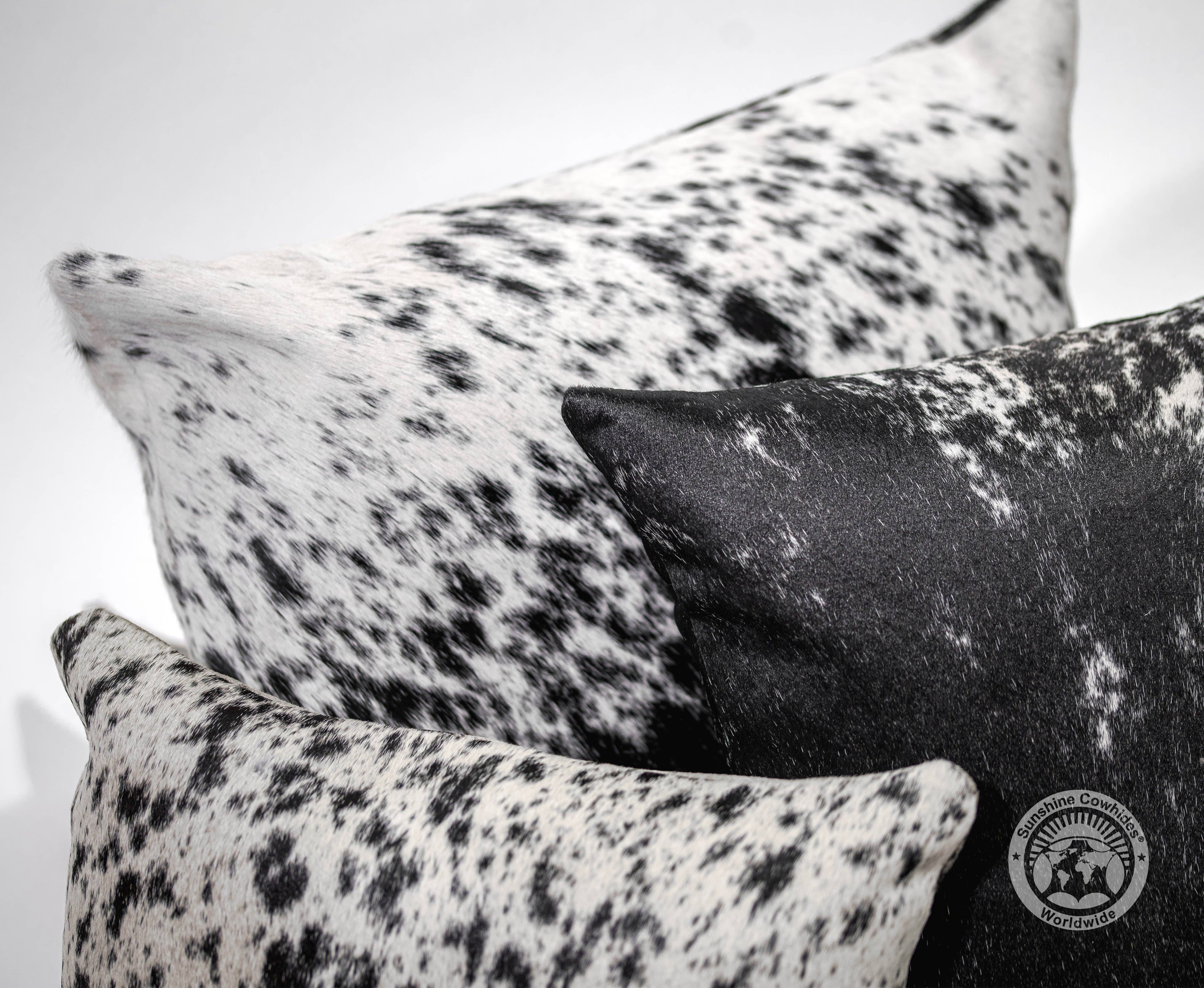 Sunshine Cowhides - Wholesale Throw Pillow Cover - Salt and Pepper Black Cowhide Pillow Cover 20x20"2