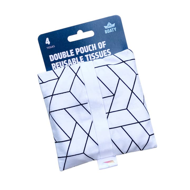 Reusable Tissues - Handkerchiefs, Travel Pouch (4, White) for wholesale by Boaty