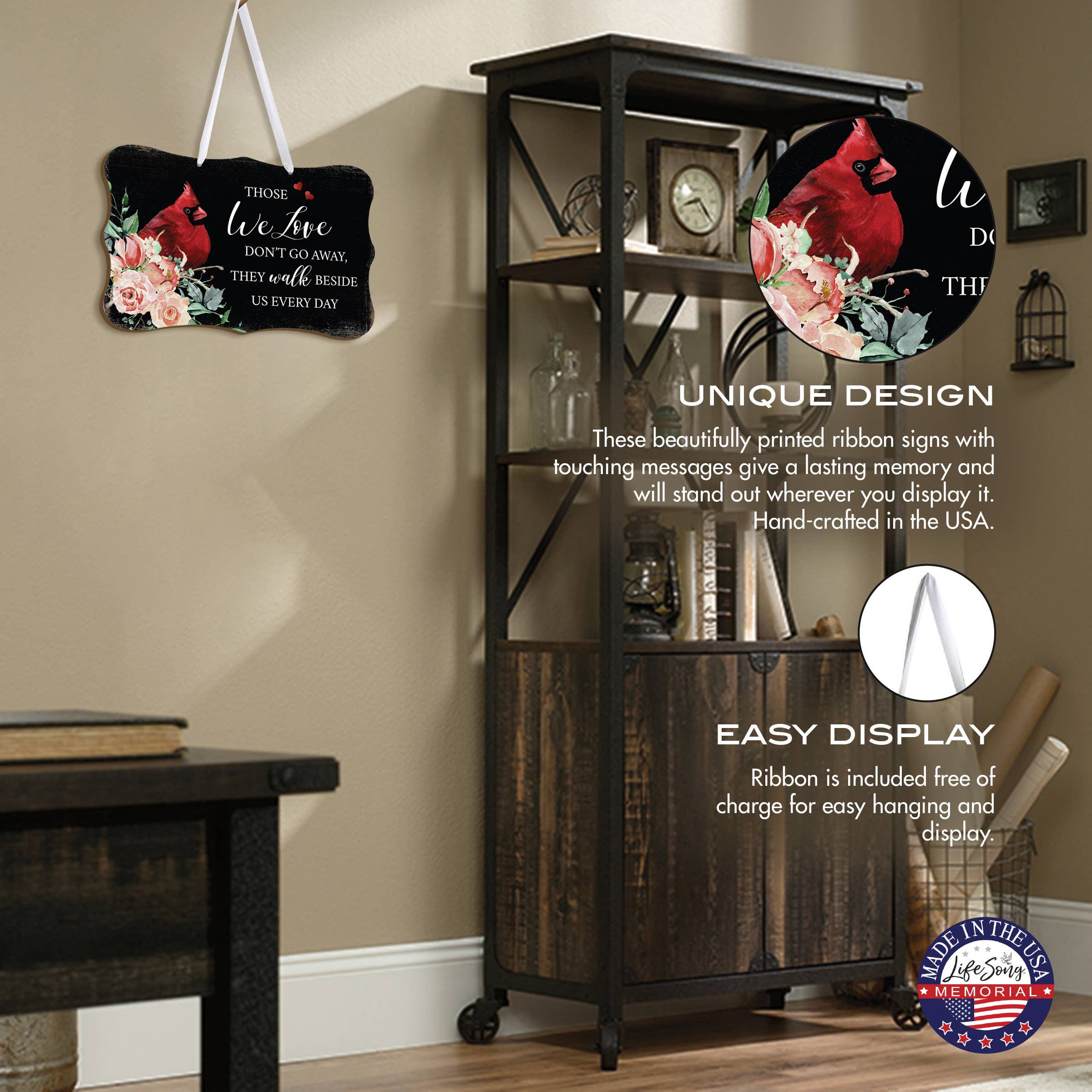 LifeSong Milestones - Wholesale Wall Sign - Sympathy Cardinal Ribbon Sign: Those Who We Love2