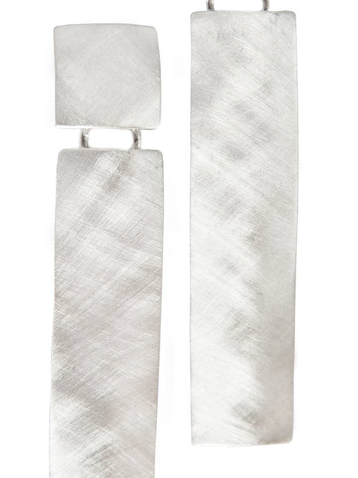 Large Rectangular Scratched earrings for wholesale by Negar Shams