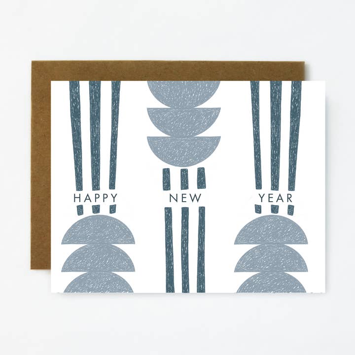 Geometric New Year-New Years Greeting Card for wholesale by Quiet Lines Design