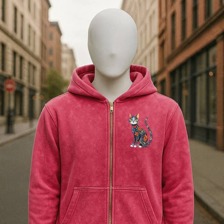 Felpa con cappuccio e cerniera di colore rosso rosa per la vendita all'ingrosso da parte di fabrica personalizacion