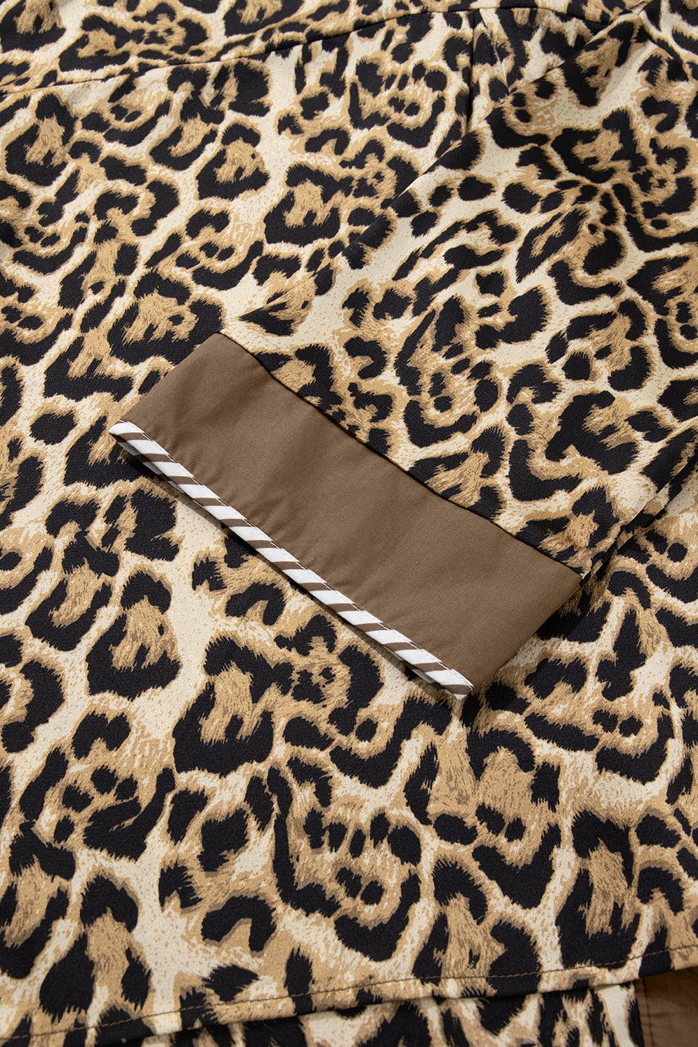 Brown Leopard Collared 3/4 Sleeve Shirt and Pants Set for wholesale on Faire3