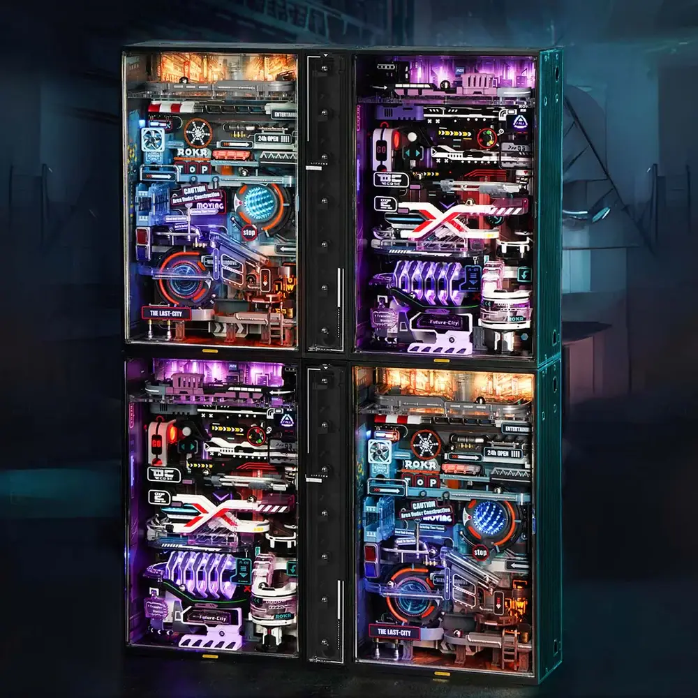 Robotime - Vente Kit de bricolage - MR02S La ville du futur avec ensemble d'ascension automatique Puzzle 3D6