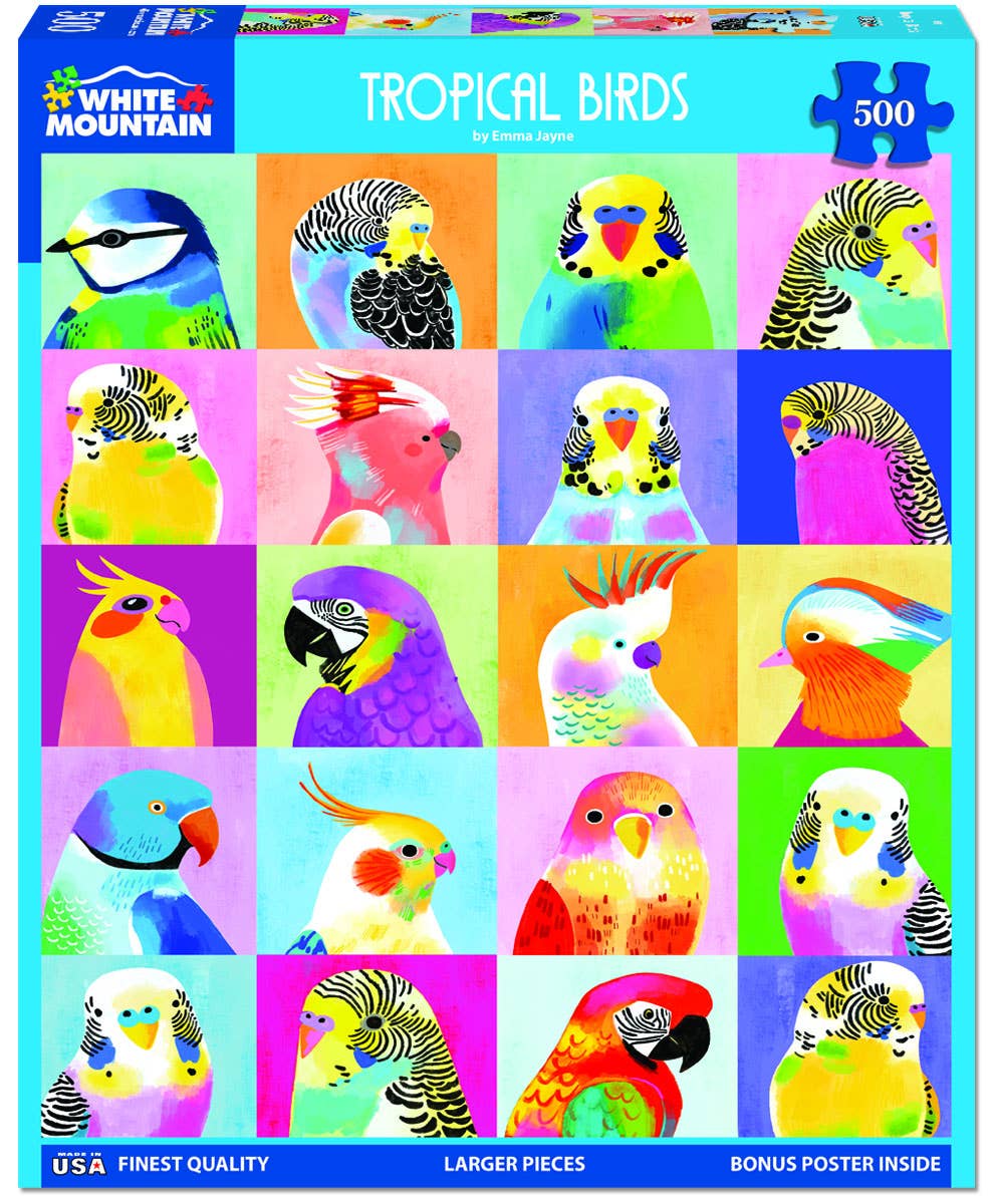 White Mountain Puzzles - Wholesale Puzzle - Adult - Tropical Birds (1981pz) - 500 Piece Jigsaw Puzzle1