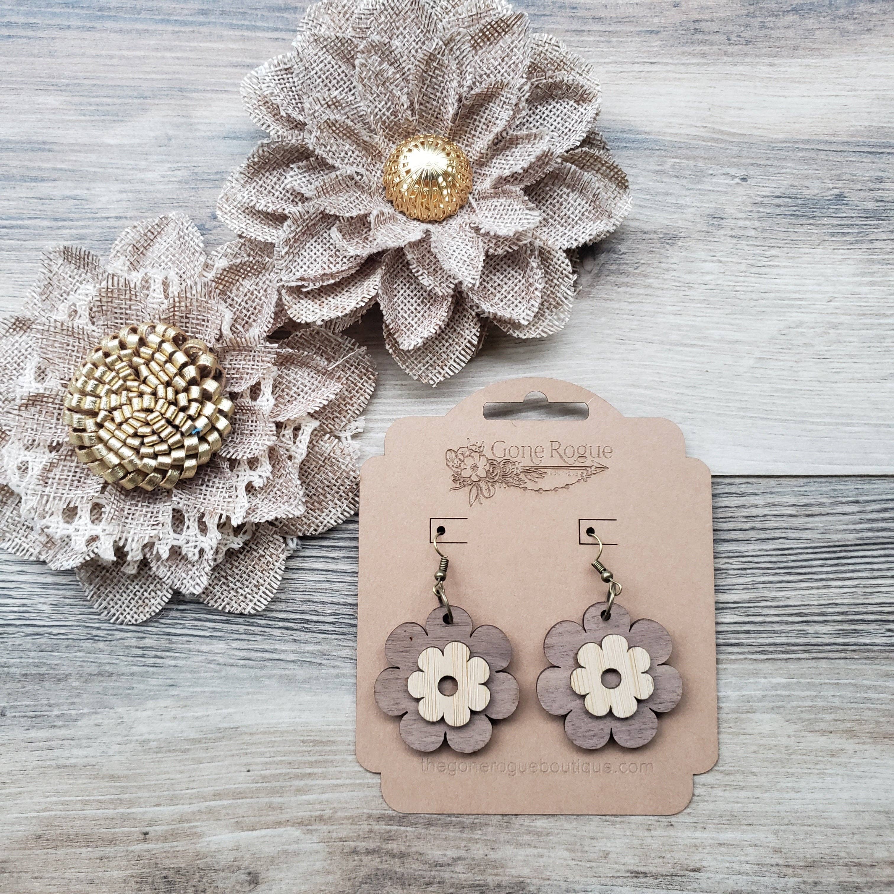 Gone Rogue Boutique - Wholesale Dangle Earrings - Walnut and bamboo dangly earrings7