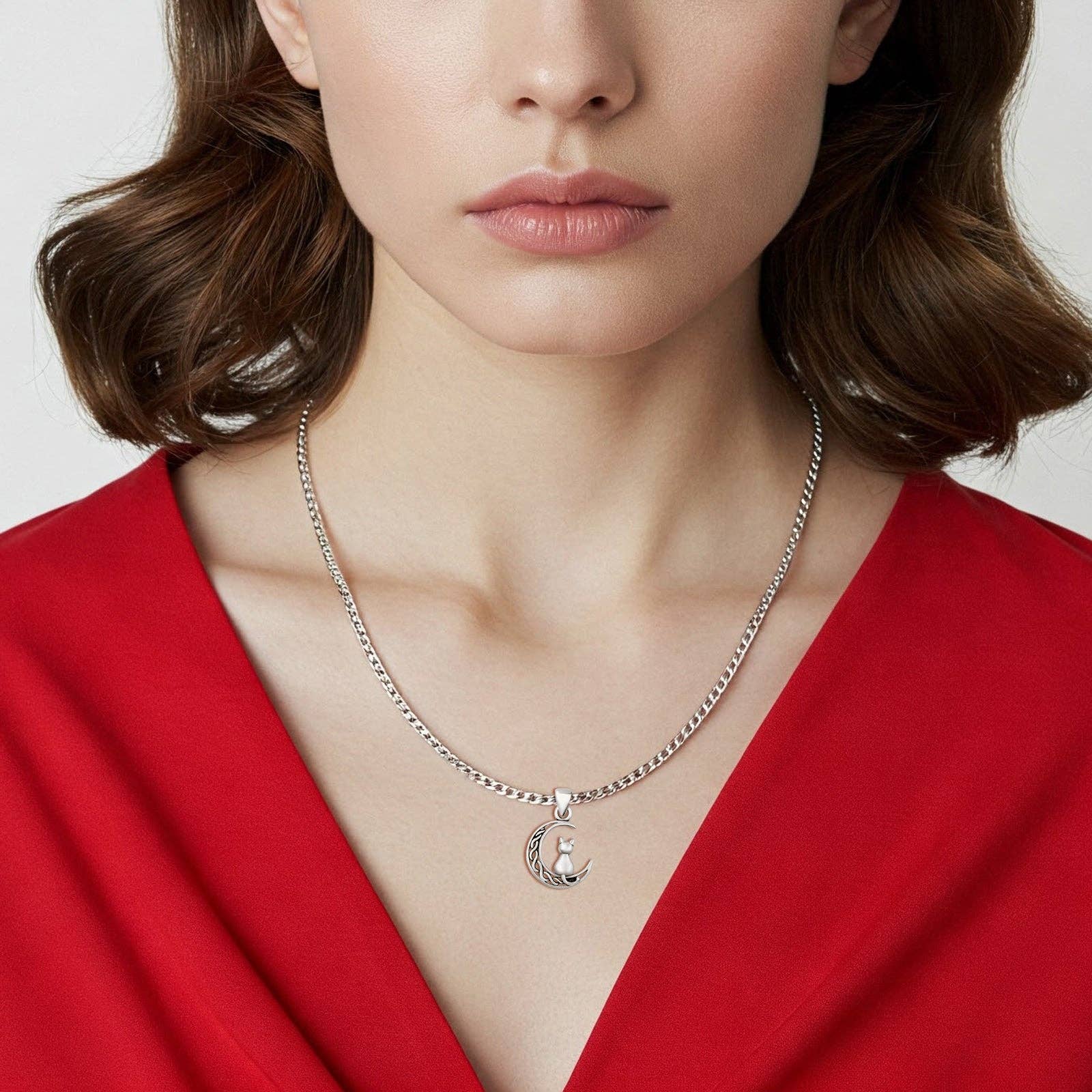 Blue Apple Imports - Wholesale Individual Charm/Pendant - Cat & Moon Pendant Oxidized 925 Sterling Silver Wholesale2