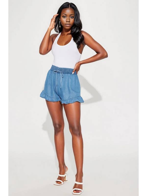 5besties inc – wholesale Shorts – Women’s – Ruffled Denim Shorts2