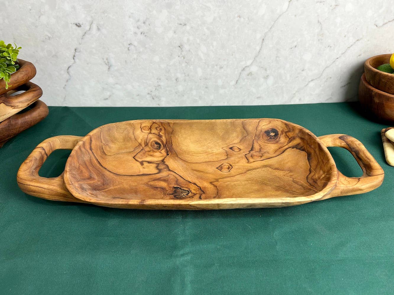 Tuckahoe Hardwoods - Wholesale Decorative Tray - Salvaged Teak Root Rustic  Handled Tray - Large8