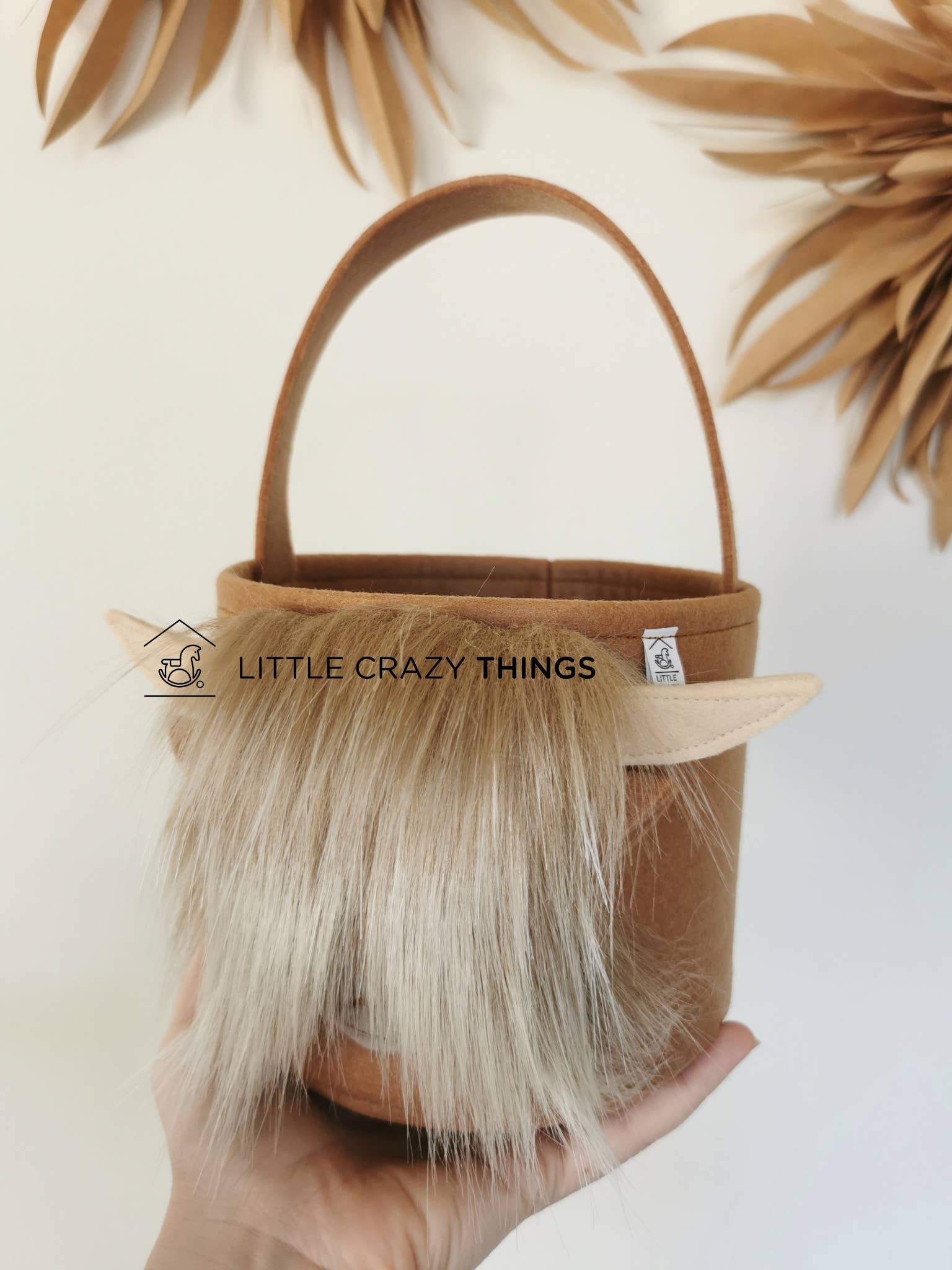 Little Crazy Things – Engroshandel Kurv - Børn og baby – Filt påske kurv highland ko, gård tema, ranch liv2