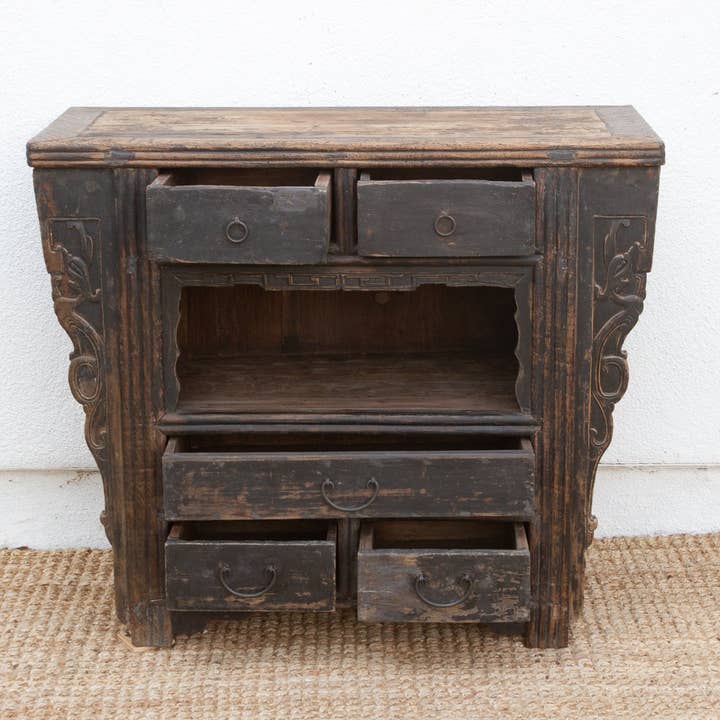 De-cor - Wholesale Cabinet - 19th Century Carved Black Altar Cabinet2