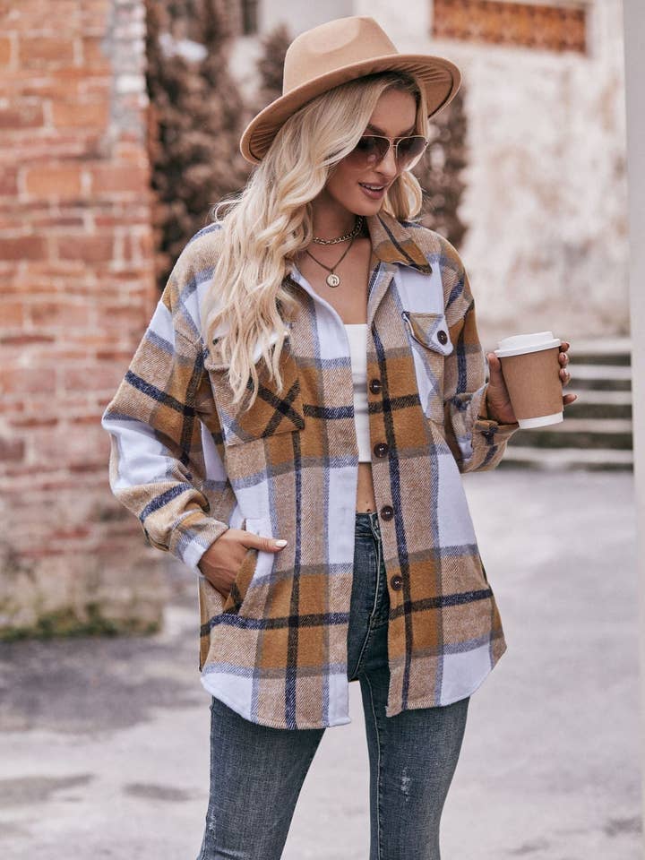 Suhkasana – wholesale Skjortjacka/jackett – Dam – Damers rutig flanellskjorta med fickor - Ledig och oversized11