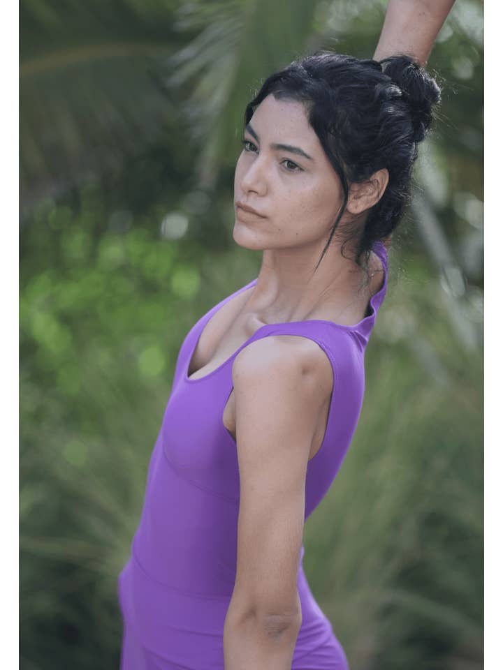 LUZ COLLECTIONS - Vente Maillot de bain une pièce – femme - Body décolleté à bretelles violet - CHARLINE