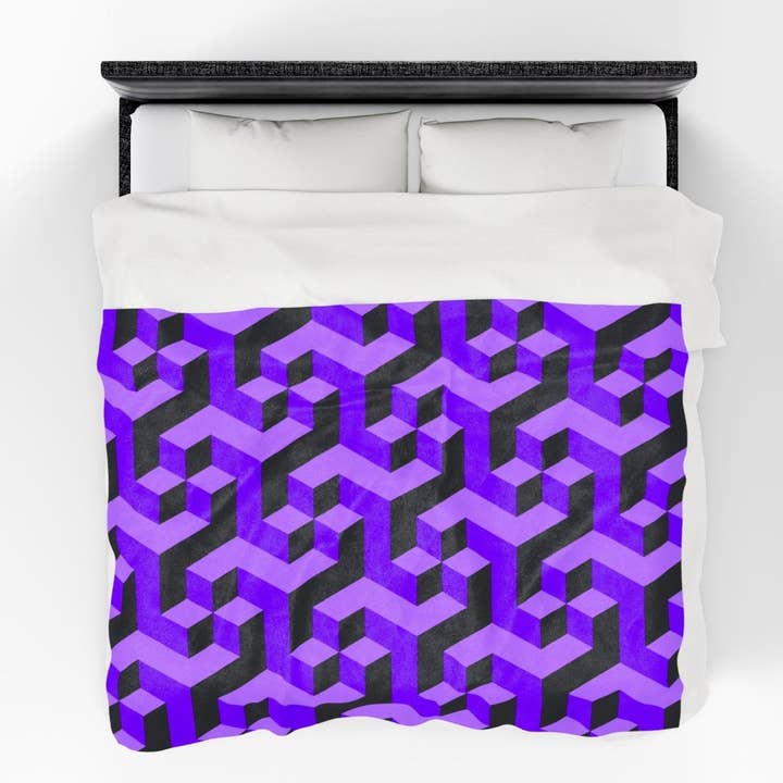 Manta de Lanzamiento Colorida con Patrón de Bloques Morados 60x80 | EE.UU. para venta al por mayor de Ohhh So Swag