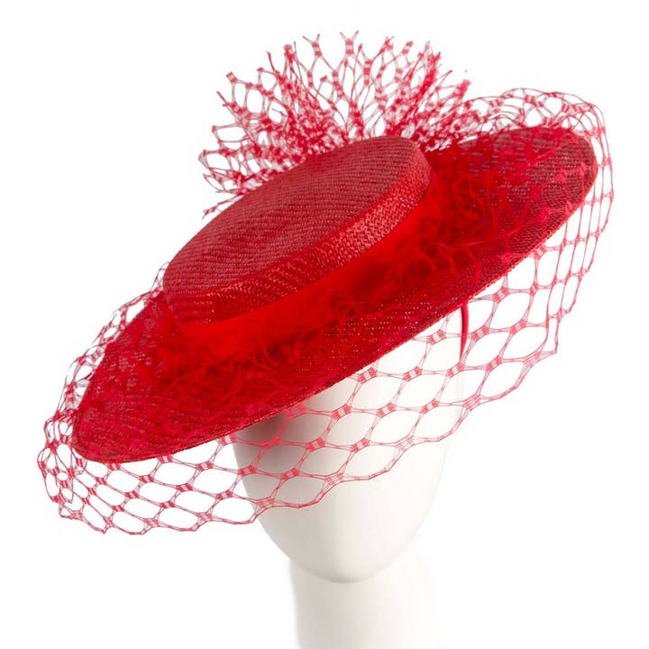 Boater hat with face veil for wholesale by Max Alexander by Cupids Millinery Melbourne