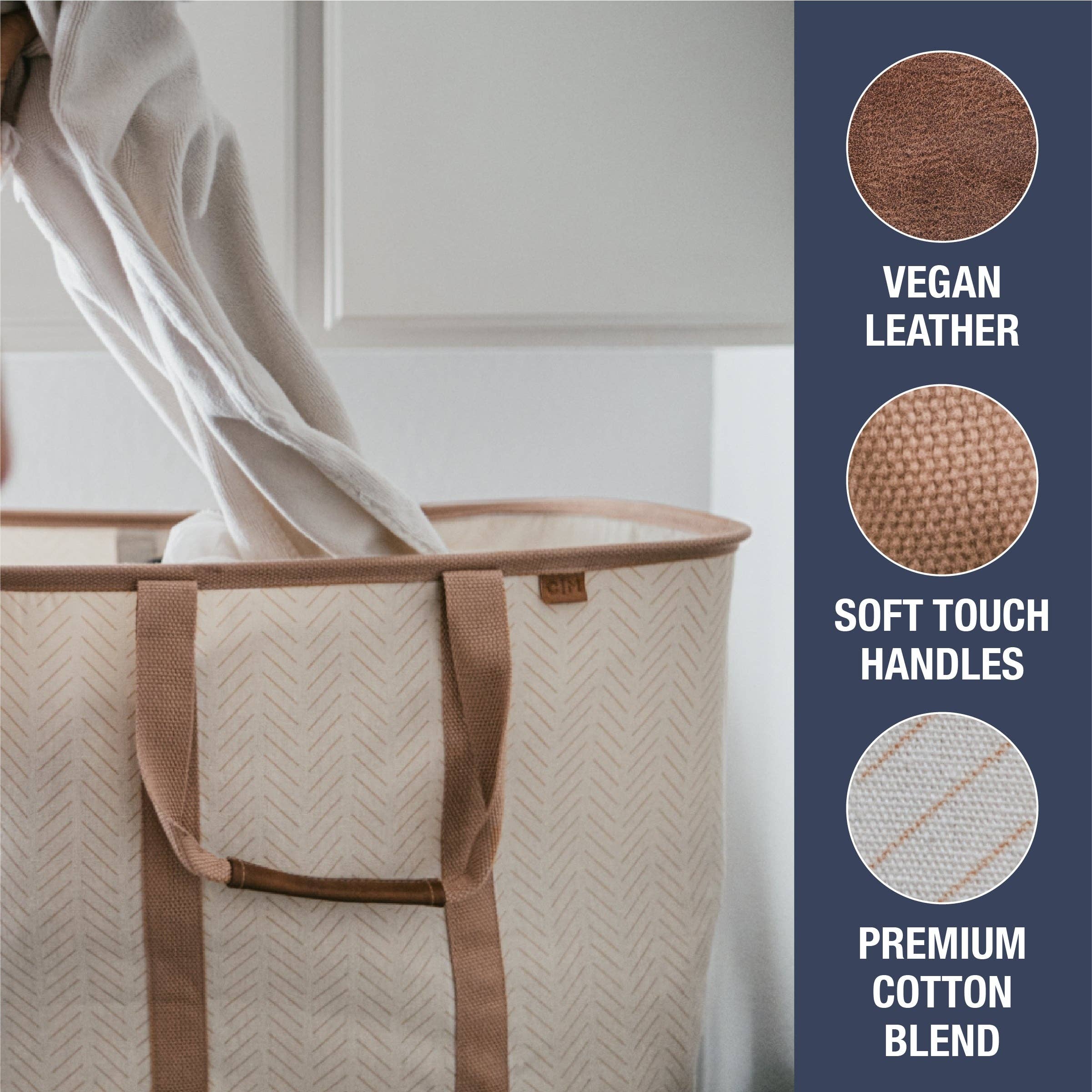 Mocha Collapsible Laundry Basket Tote LUXE (TWO SELL UNITS PER CAR for wholesale on Faire3