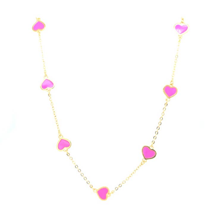 Collier élégant avec pendentif en forme de cœur en émail pour la vente par Lacosta Jewelry Corp