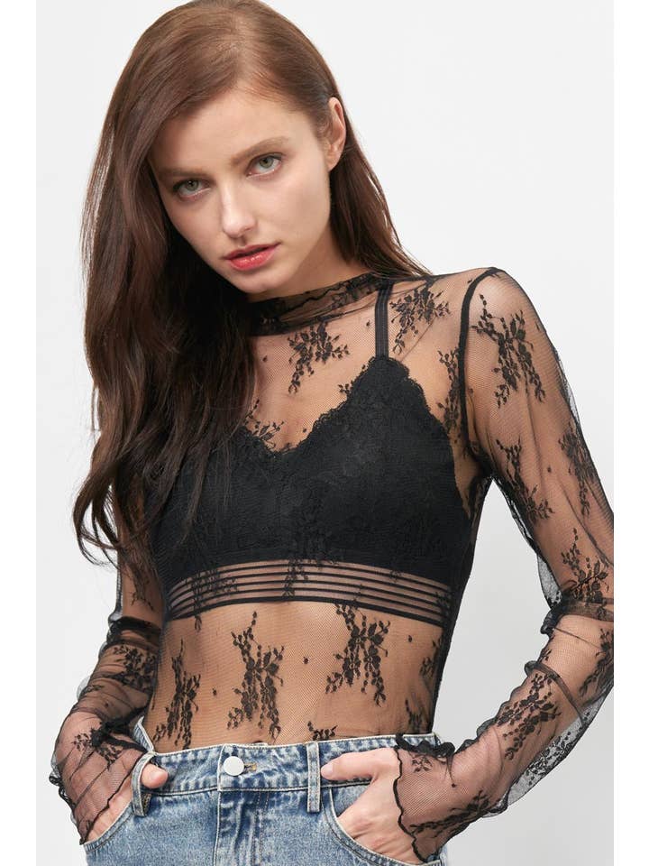 Newbury Kustom - Wholesale Blouse - Women's - 50986 - LONG SLEEVE SHEER LACE MESH TOP9