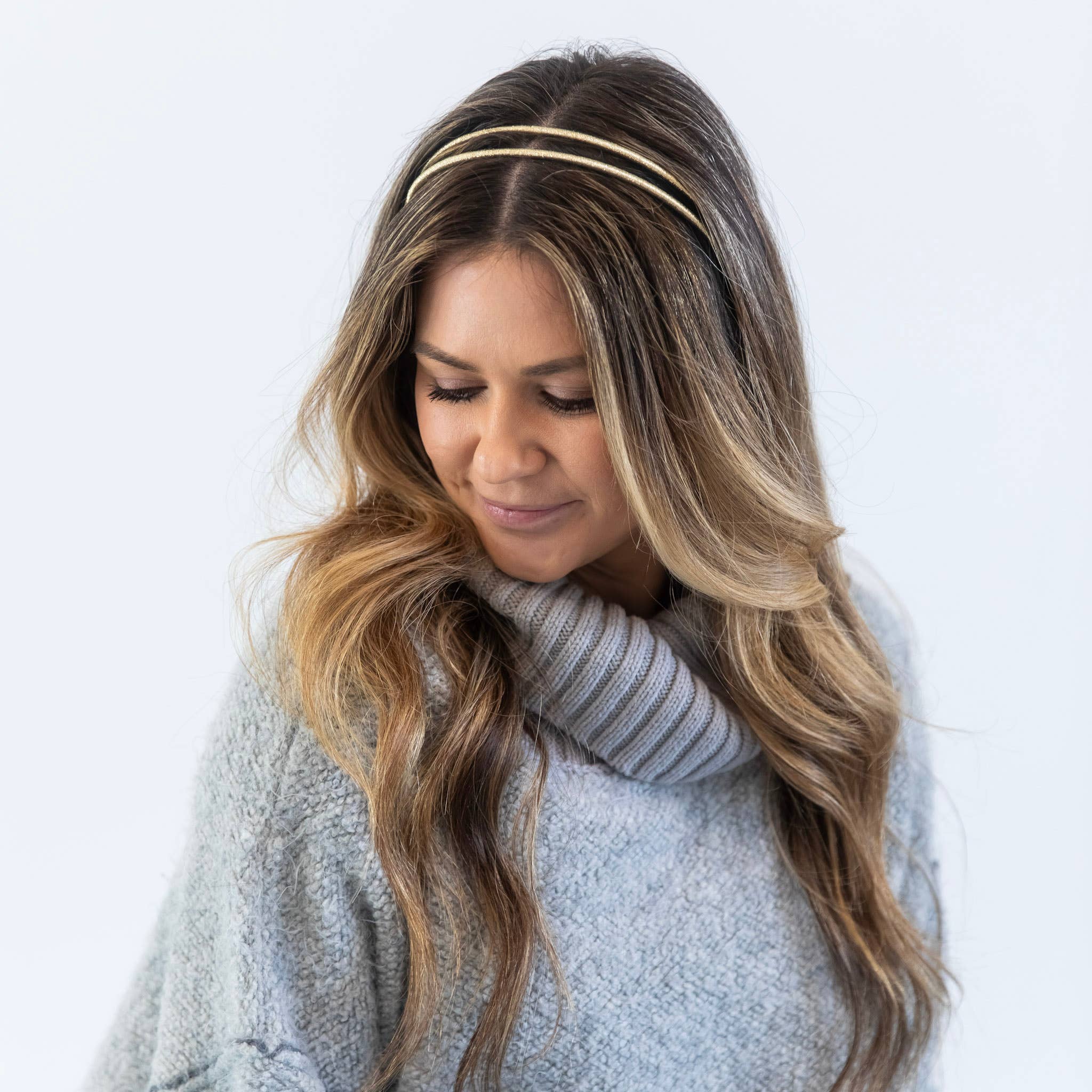 Headbands of Hope | One Purchased One Donated – wholesale Pannband - Dam – Tunt Dubbelt Pannband - Guld7