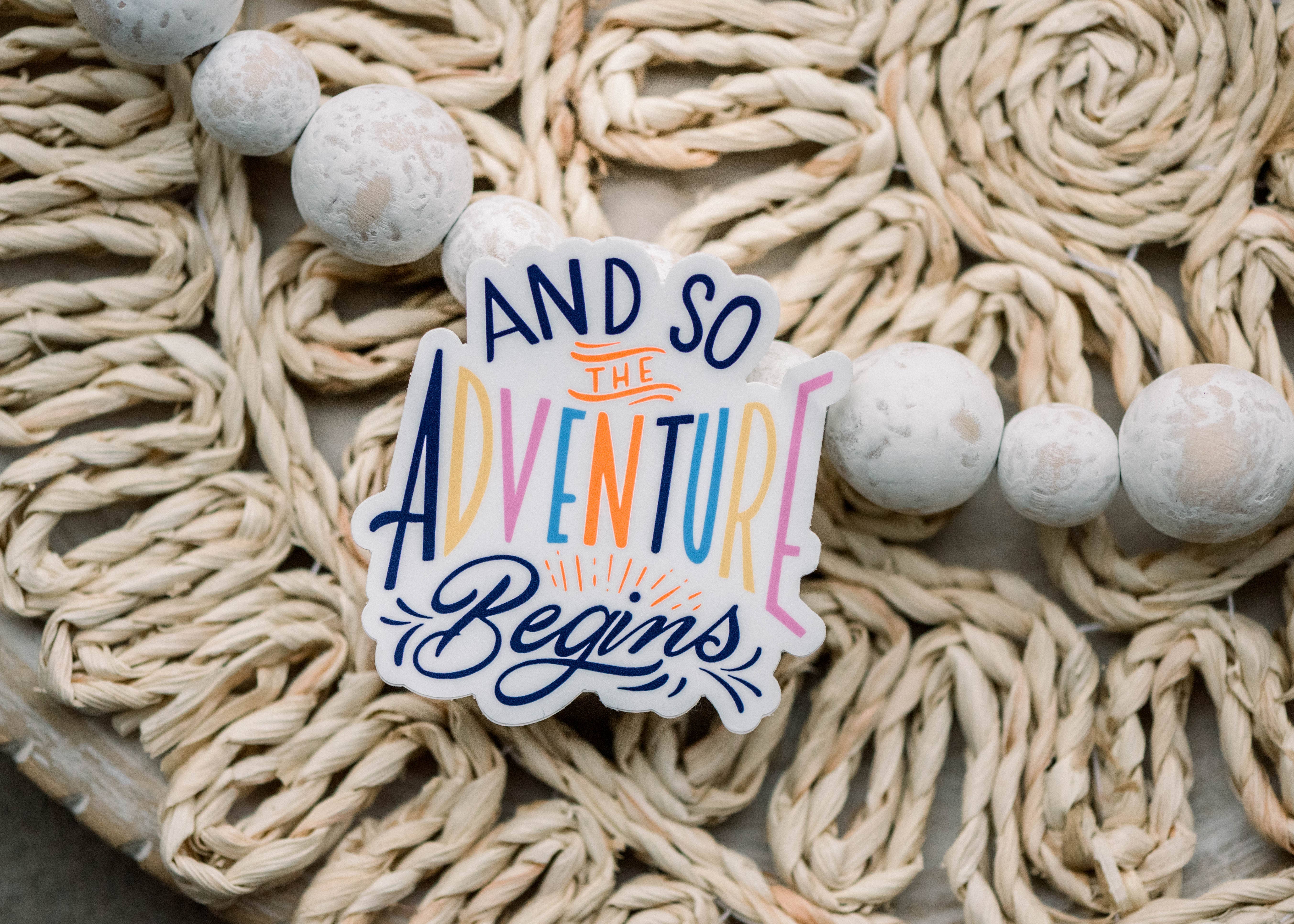 Savannah and James Co - Wholesale Sticker - Adventure Awaits Colorful Vinyl Sticker, 3x3 in1